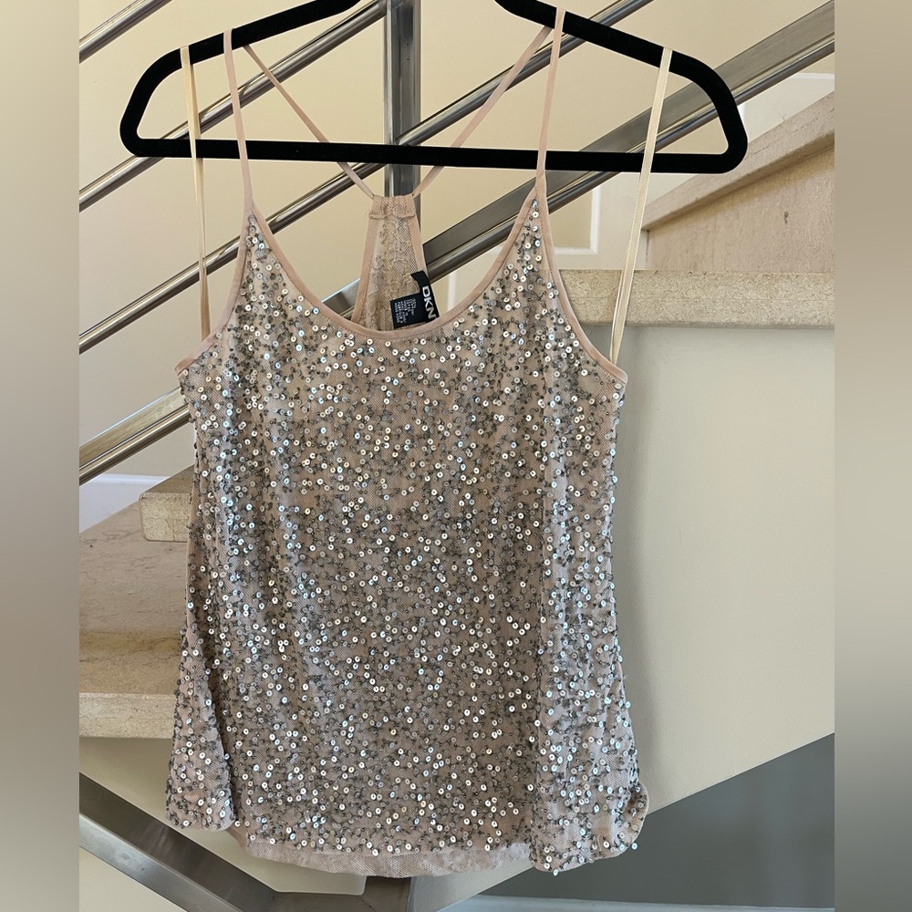Vintage Sequin Embellished Beige Top